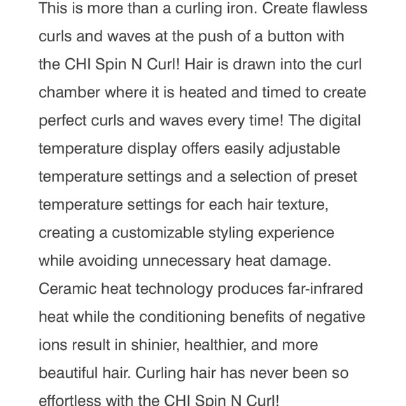 Chi Spin n Curl - Matte Black 1 in. Curling Wand - Picture 9 of 11